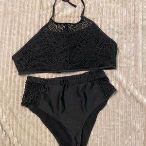 Black Halter top bikini set